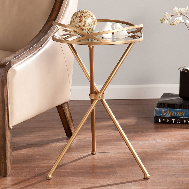 Layne Metal Mirrored Accent End Table, Brown