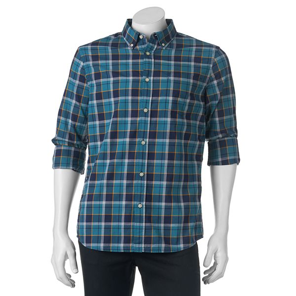 Big & Tall Sonoma Goods For Life® Classic-Fit Plaid Poplin Button-Down ...