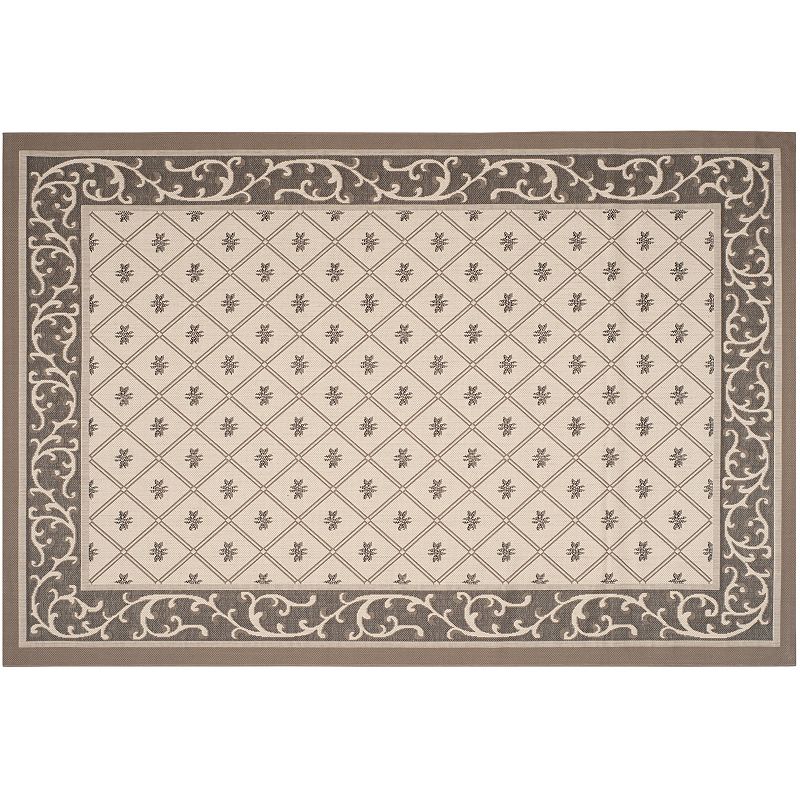 Safavieh Courtyard Scroll Border Indoor Outdoor Rug, Beig/Green, 6.5X9.5 Ft