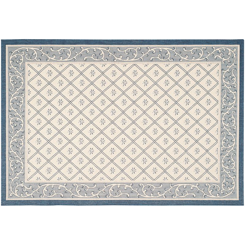 Safavieh Courtyard Scroll Border Indoor Outdoor Rug, Beig/Green, 8X11 Ft