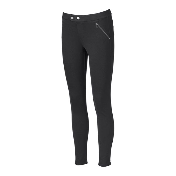 Juniors' Rewind Zipper Ponte Skinny Pants