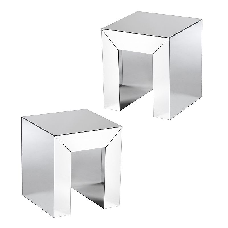 Alexia Mirrored Accent End Table 2-piece Set, Silver