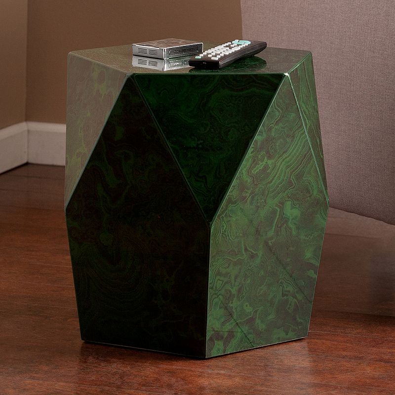 Laraway Faux Stone Accent End Table, Green