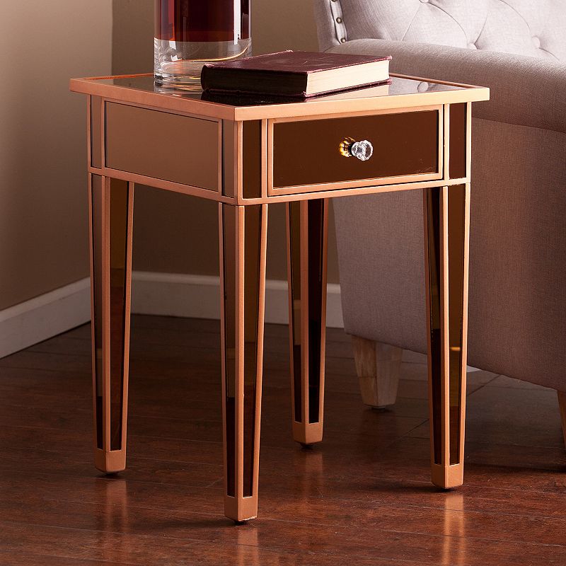 Mckinney Mirrored Accent End Table, Brown