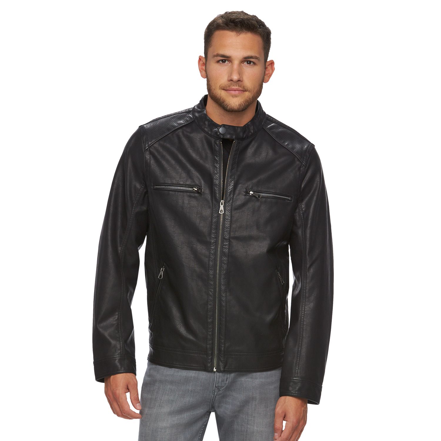 kohls mens leather bomber jacket