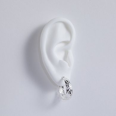 PRIMROSE Sterling Silver Openwork Flower Hoop Earrings