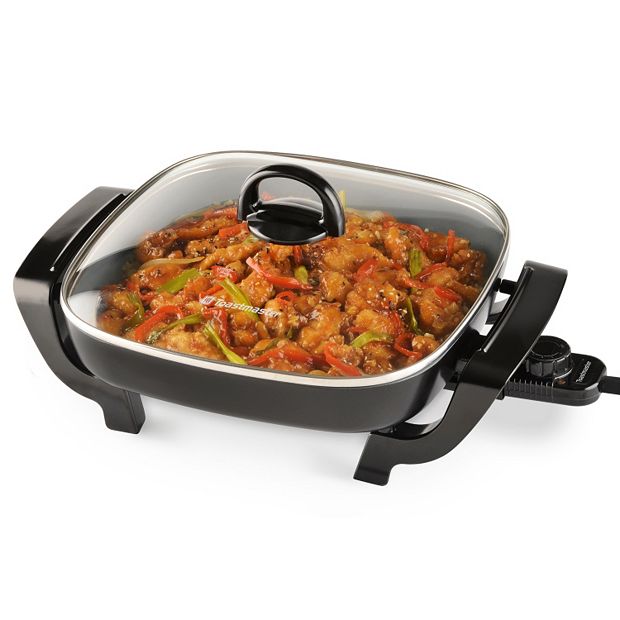 Electric Skillet, Roast, Fry and Steam,Heat Resistant Handles ,12