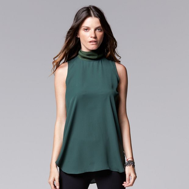 Women's Simply Vera Vera Wang Sleeveless Turtleneck Top, Womens Sleeveless  Turtleneck