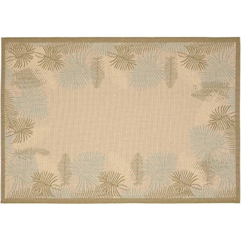 Safavieh Courtyard Palmaire Framed Indoor Outdoor Rug, White, 8X11 Ft