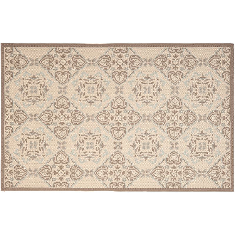 Safavieh Courtyard Windsor Medallion Indoor Outdoor Rug, Beig/Green, 5X7.5 