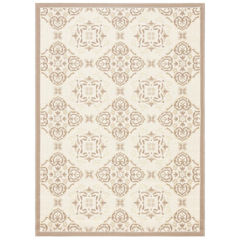 Safavieh Courtyard Windsor Medallion Indoor Outdoor Rug, Beig/Green, 6.5X9.5 Ft