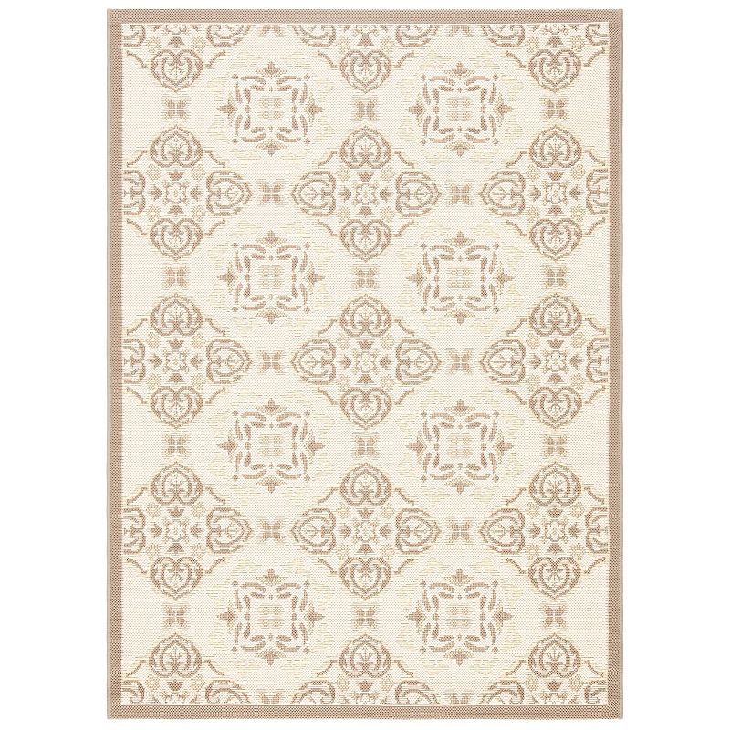 Safavieh Courtyard Windsor Medallion Indoor Outdoor Rug, Beig/Green, 6.5X9.5 Ft