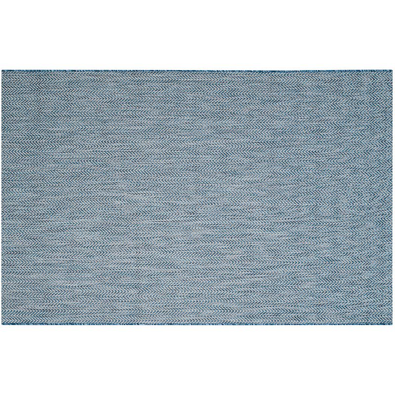 Safavieh Courtyard Palm Beach Chevron Indoor Outdoor Rug, Blue, 6.5Ft Rnd