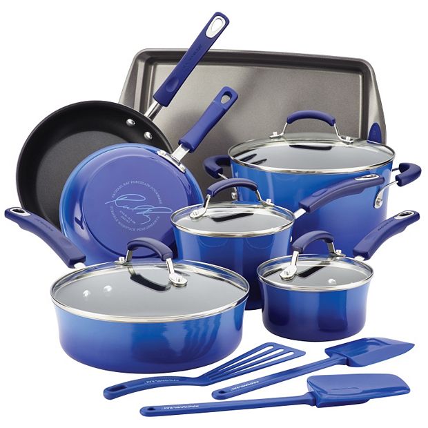 Rachael Ray Classic Brights Hard Enamel Nonstick Cookware Set, 14