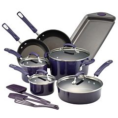 Rachael Ray Hard Enamel Aluminum Nonstick Skillet, 12-1/2, Marine Blue