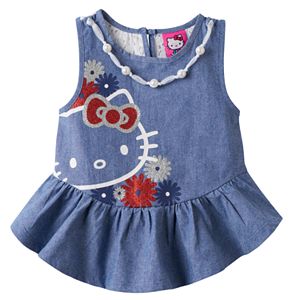 Girls 4-6x Hello Kitty® Embellished Chambray Tank Top