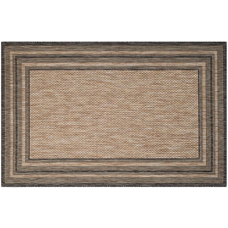 Safavieh Courtyard Kensington Framed Indoor Outdoor Rug, Beig/Green, 6.5X9.5 Ft