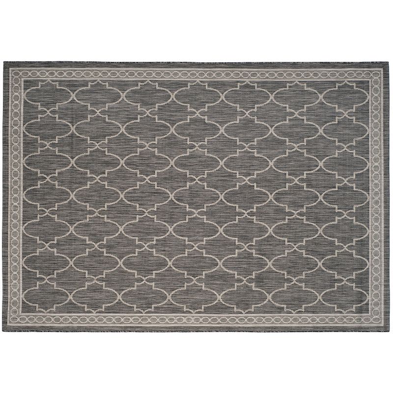 Safavieh Courtyard Metro Trellis Indoor Outdoor Rug, Black, 6.5Ft Sq