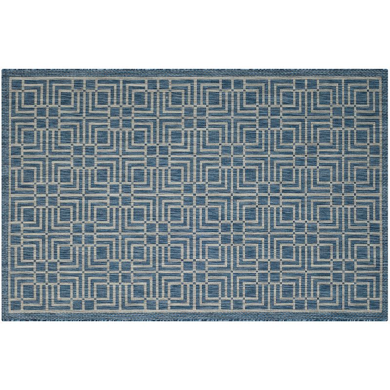 Safavieh Courtyard Labyrinth Lattice Indoor Outdoor Rug, Blue, 8X11 Ft