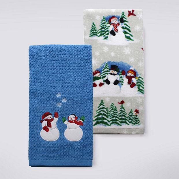 ZEREAA Christmas Kitchen Towels Pack of 1 Snowman with Red Buffalo Scarf  Snowflake Winter Dish Towels for Kitchen Ultra Soft Absorbent Kitchen  Towels