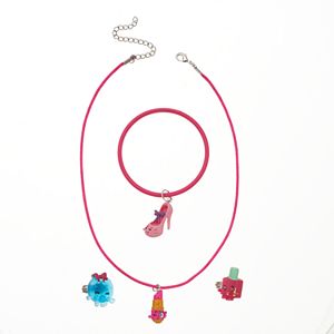 Girls Shopkins Lippy Lips, Polly Polish, Prommy & Bubbles Necklace, Bracelet & Rings Set