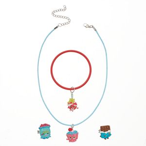Girls Shopkins Cupcake Chic, Lolli Poppings, Cheeky Chocolate & Jelly B. Necklace, Bracelet & Rings Set