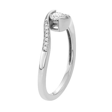 10k White Gold 1/4 Carat T.W. Diamond Bypass Promise Ring