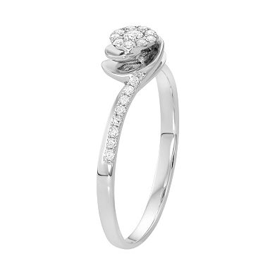 10k White Gold 1/5 Carat T.W. Diamond Cluster Engagement Ring