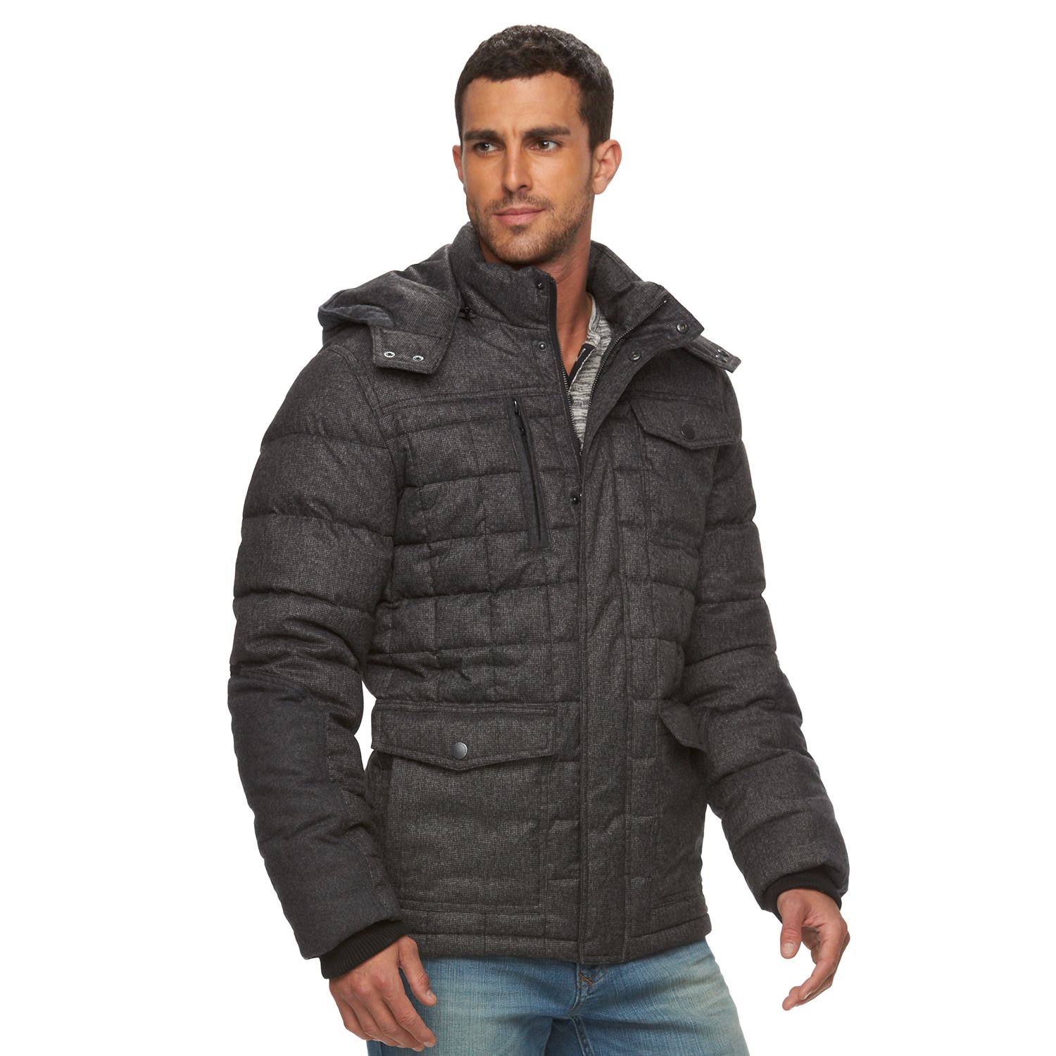 hooded quilted puffer jacket