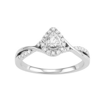 10k White Gold 1/3 Carat T.W. Diamond Teardrop Halo Engagement Ring