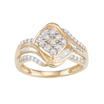 10k Gold 1/2 Carat T.W. Diamond Cluster Ring