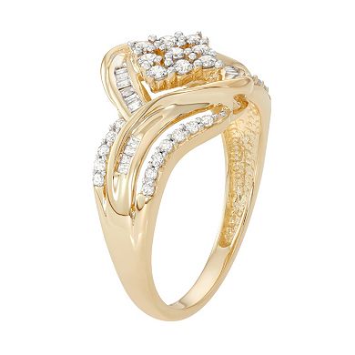 10k Gold 1/2 Carat T.W. Diamond Cluster Ring