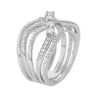 10k White Gold 1 Carat T.W. Diamond Woven Ring