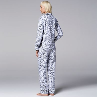 Women's Simply Vera Vera Wang Pajamas: Sleep Top Notch PJ Set