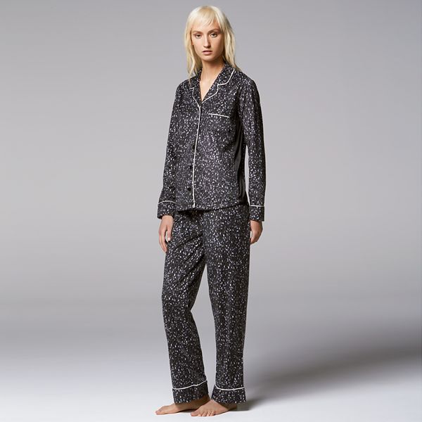 Women's Simply Vera Vera Wang Pajamas: Sleep Top Notch PJ Set