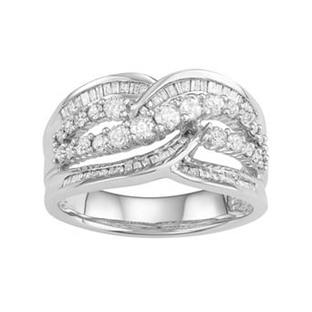 10k White Gold 1 Carat T.W. Diamond Swirl Ring