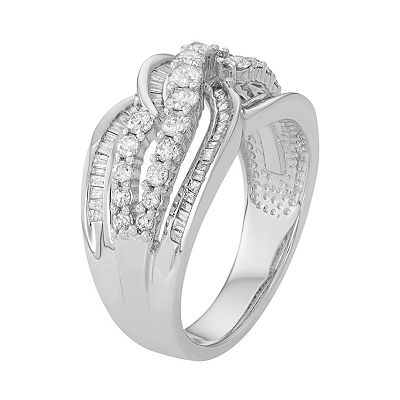 10k White Gold 1 Carat T.W. Diamond Swirl Ring