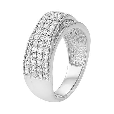 10k White Gold 1 Carat T.W. Diamond Multi Row Ring