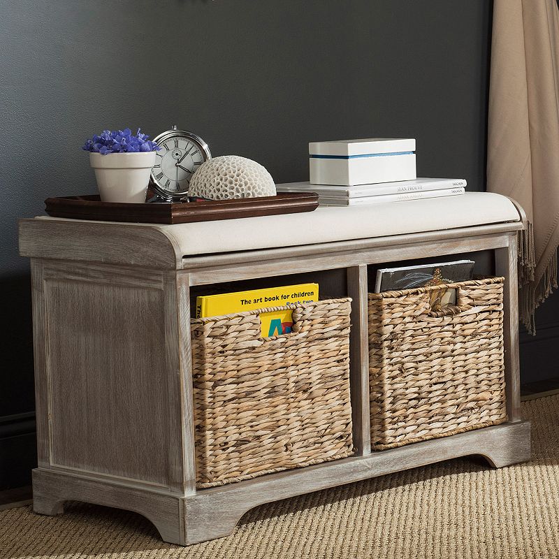 Freddy Wicker Storage Bench in Winter Melody