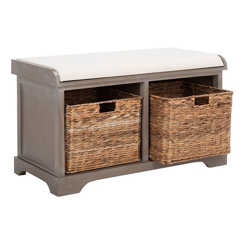 Safavieh Freddy Wicker Storage Bench, White Washed