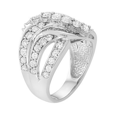 10k White Gold 2 Carat T.W. Diamond Swirl Multi Row Ring