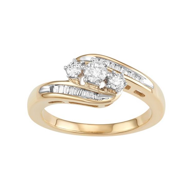 Kohls three stone hot sale diamond ring