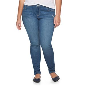 Juniors' Plus Size SO® Embroidered Denim Skinny Jeans