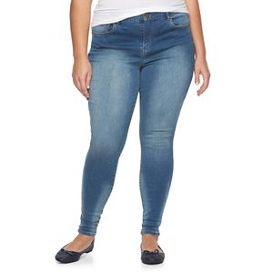 Juniors' Plus Size Mudd® High-Waisted Sateen Denim Jeggings