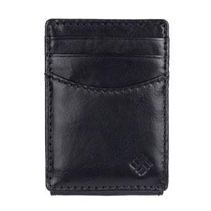 Genuine Leather Magnetic Money Clip Front Pocket Black Mens Wallet