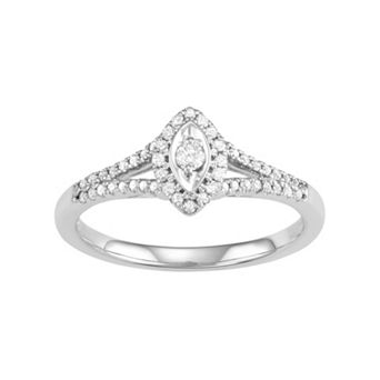 10k White Gold 1/4 Carat T.W. Diamond Marquise Engagement Ring