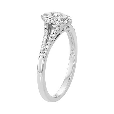 10k White Gold 1/4 Carat T.W. Diamond Marquise Engagement Ring
