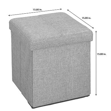 Simplify Linen Look Single Folding Ottoman