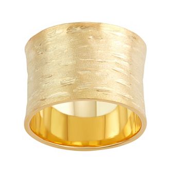 18k Gold Over Silver Textured Cigar Band Ring