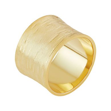 18k Gold Over Silver Textured Cigar Band Ring